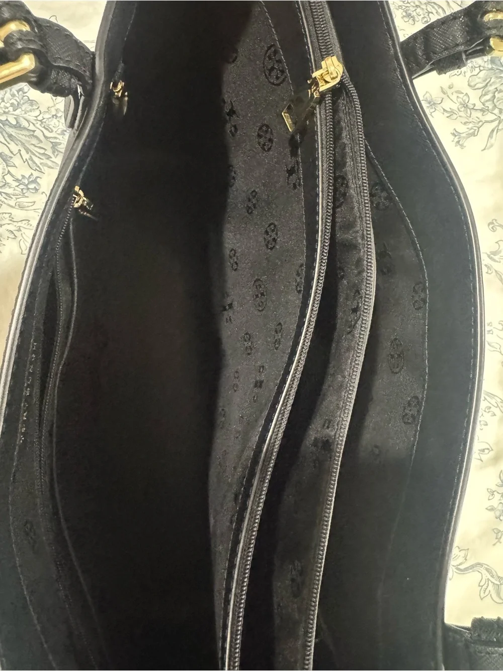 Tory Burch Black Leather Satchel Laptop Bag – Gold Hardware, Zip Computer Comp